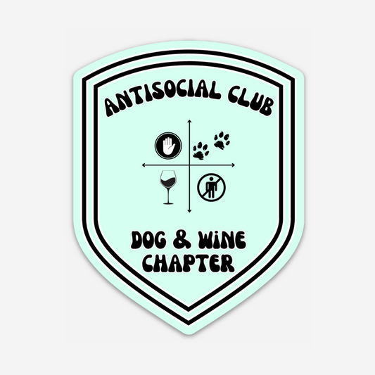 Antisocial Dog & Wine Club Vinyl Sticker