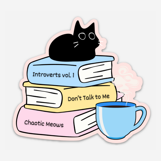 Cats, Books, Coffee Vinyl Sticker