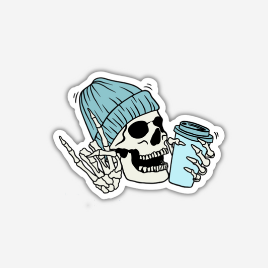 Skeleton Coffee Lover Vinyl Sticker